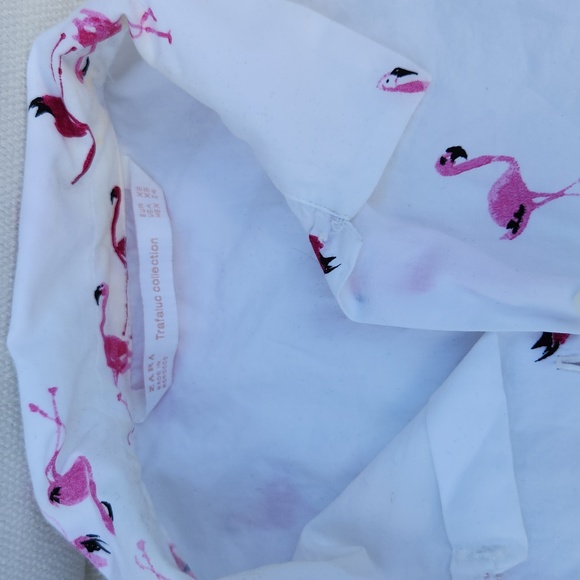 ZARA high low flamingo button down asymmetric size xs - Picture 3 of 7